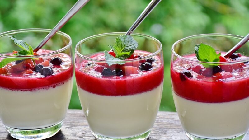 Panna cotta and raspberry tart