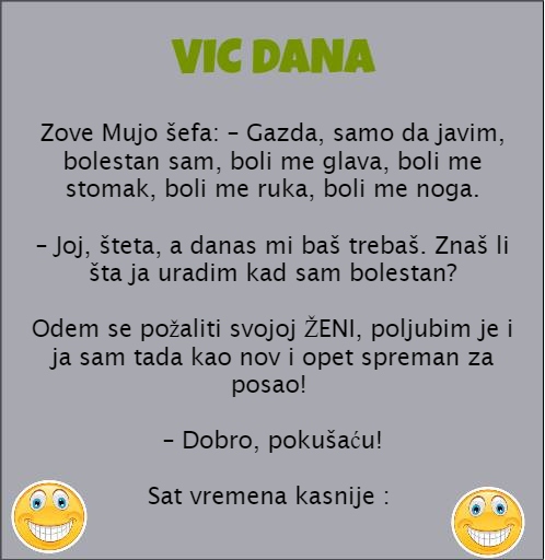 Vic dana- Zove Mujo šefa…