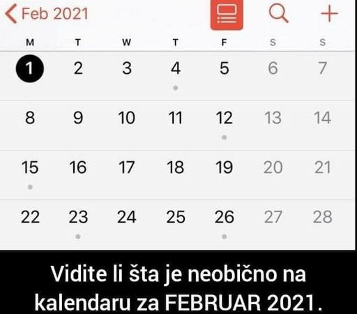 Da li primijetite nešto zanimljivo na ovom kalendaru?