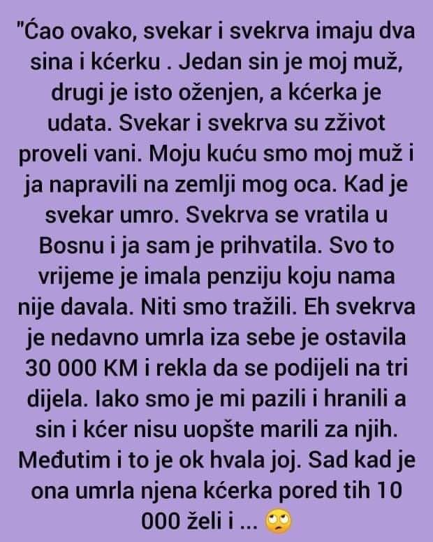 ISPOVIJEST: Ćao ovako, svekar i svekrva imaju dva sina i kćerku .  Jedan sin je moj muž, drugi je isto oženjen, a kćerka je udata.