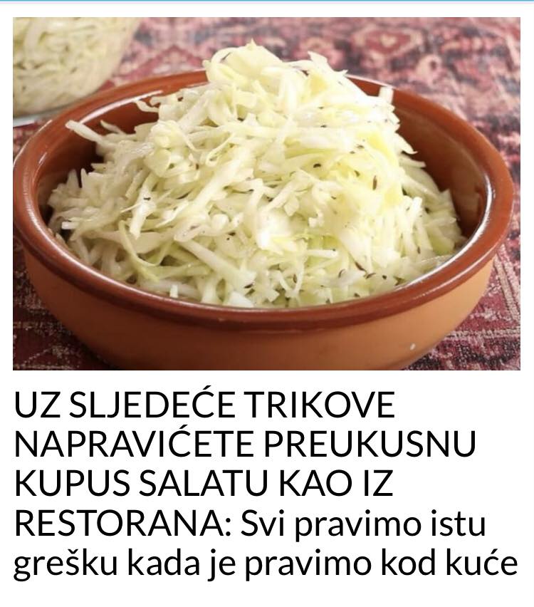 POGLEDAJTE RECEPT ZA NAJUKUSNIJU KUPUS SALATU KAO IZ RESTORANA