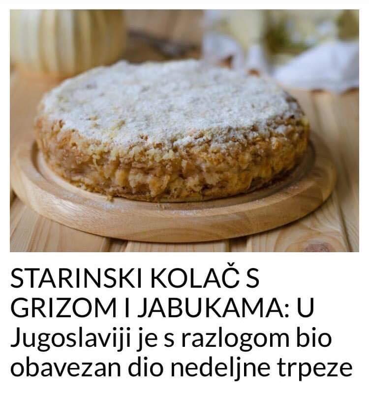 RECEPT ZA KOLAČ SA JABUKAMA I GRIZOM