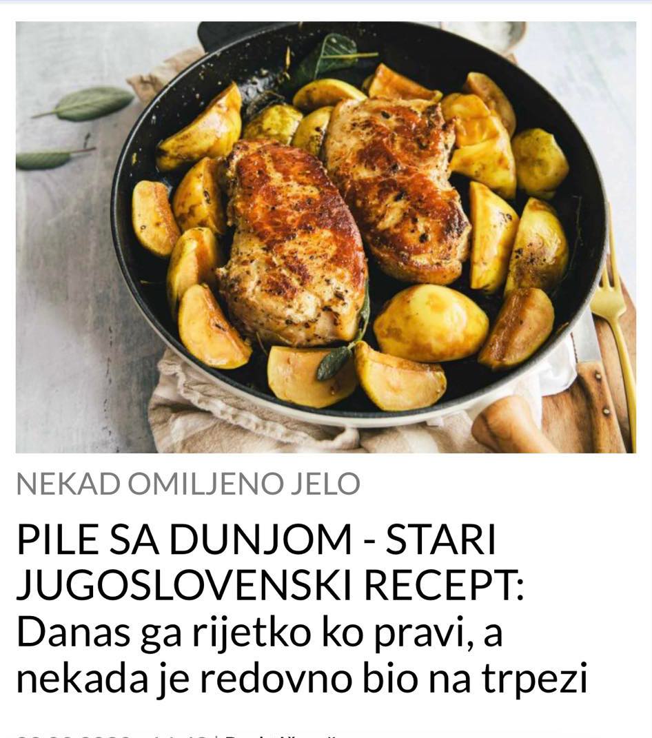 POGLEDAJTE RECEPT ZA PILETINU SA DUNJOM